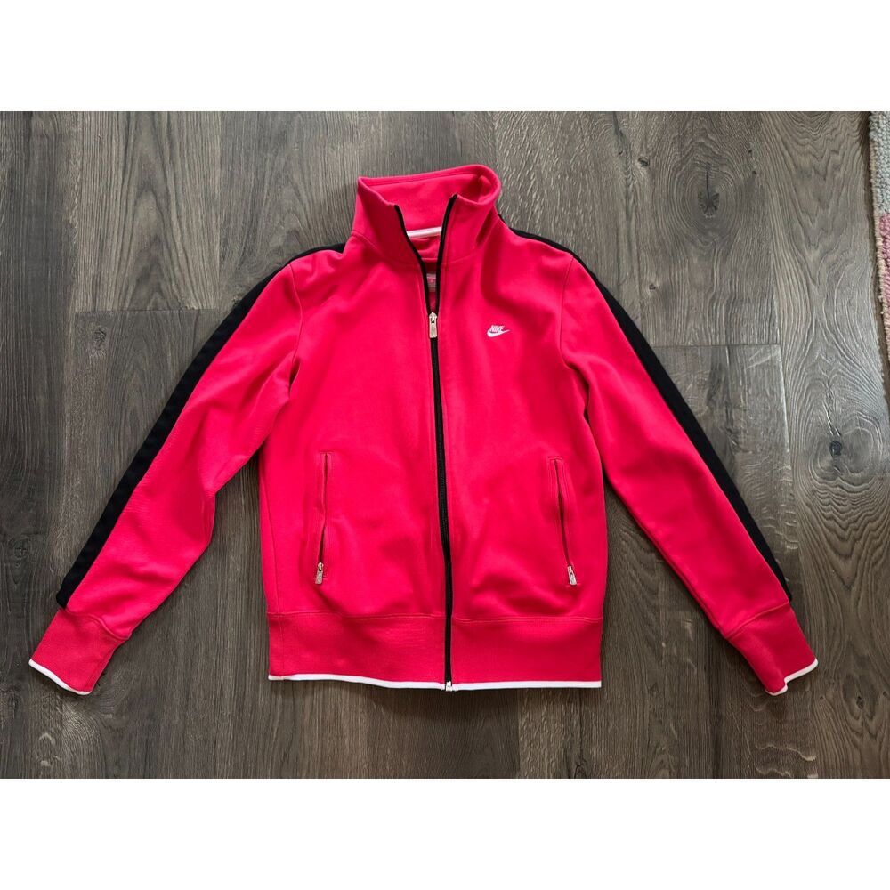Nike Men's Sportswear Club Track Jacket Knit Red Black White Zip-Up Size Large L